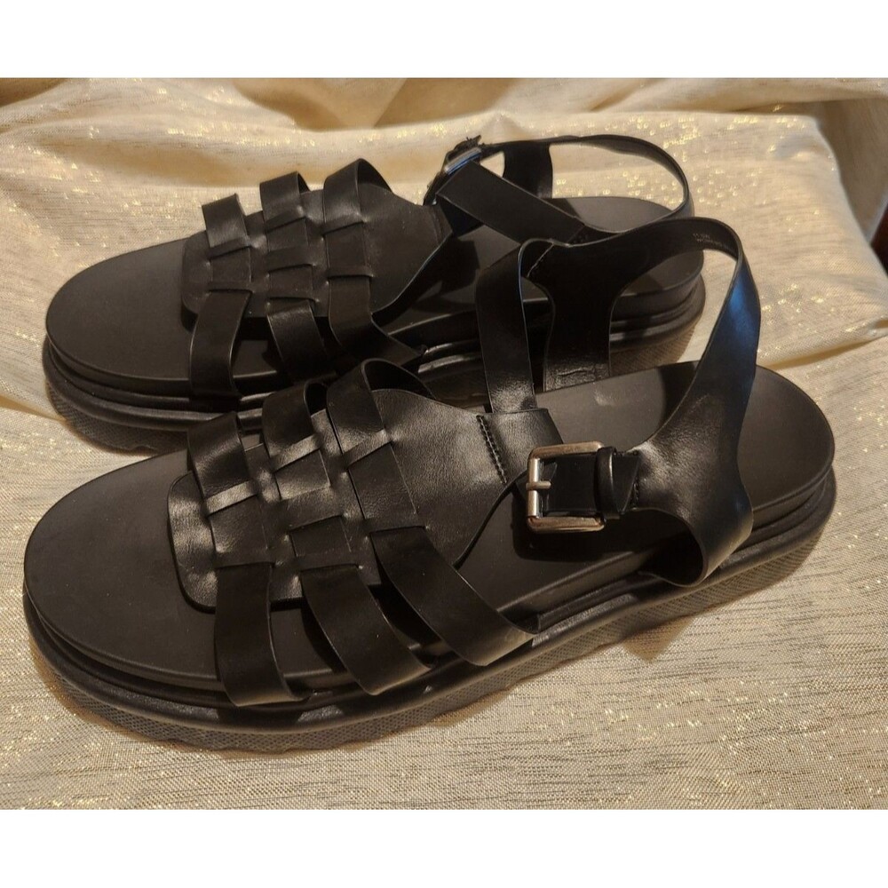 Lane Bryant Dream Cloud Gladiator Sandals Black Chunky Y2K 90’s Size 11.5 Wide